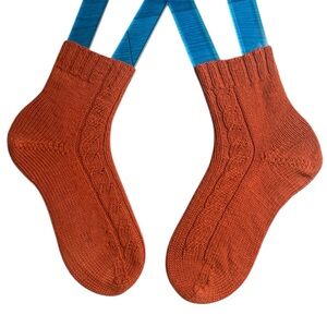 NEW Hand Knit Wool Cable Socks